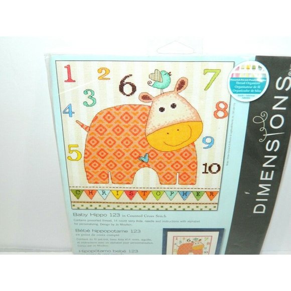 Dimensions Baby Hippo 123 Counted Cross Stitch 70-73989 New In Package - Picture 2 of 8